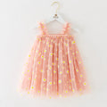 Toddler Girls Summer Sling Dress Sleeveless Daisy Print A-Line Tulle Princess Dress Kids Birthday Party Skirt Cute Baby Clothes