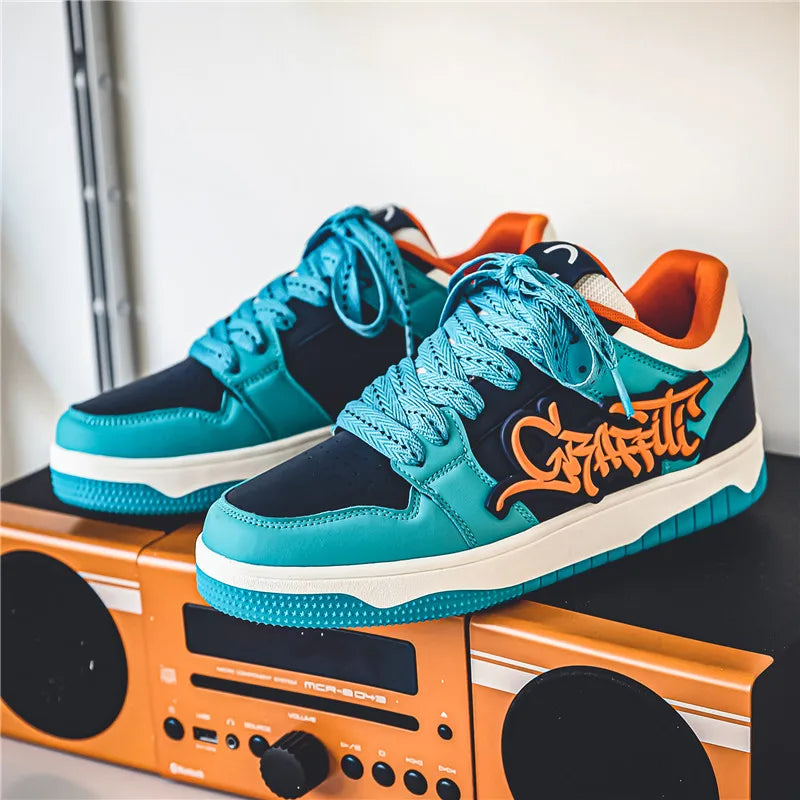 Fashion Blue Designer Skateboard Shoes Men Streetwear Hip | SAMAG