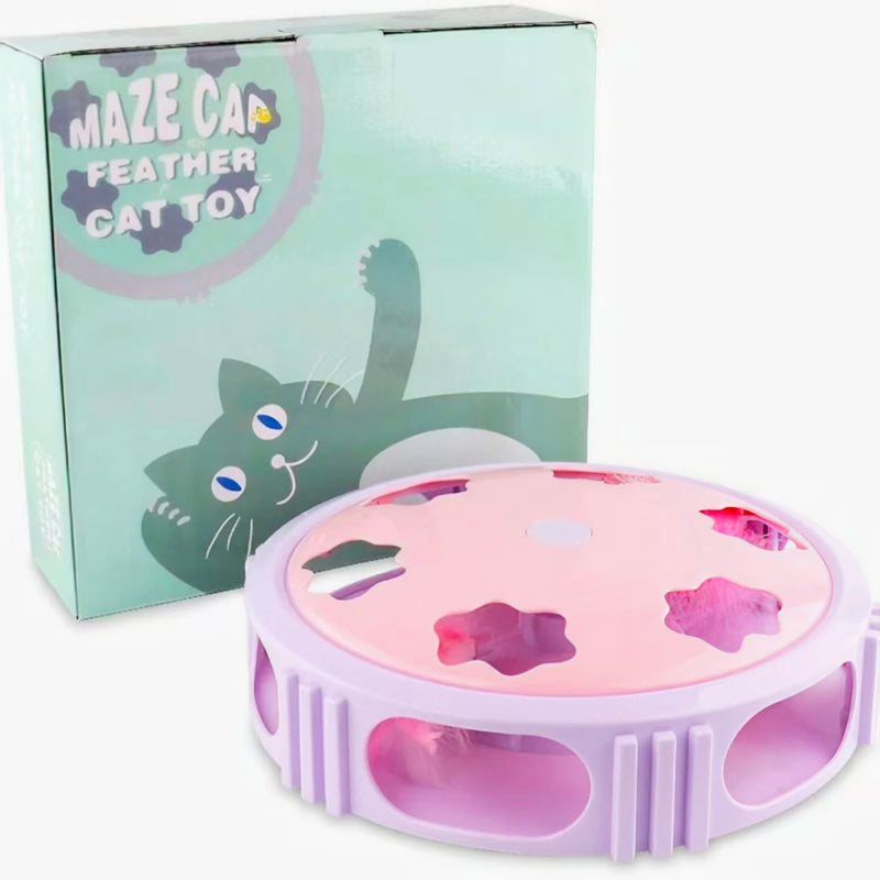 Electric cat toy with feather LED light automatic rotation light emitting intelligent electric cat turntable