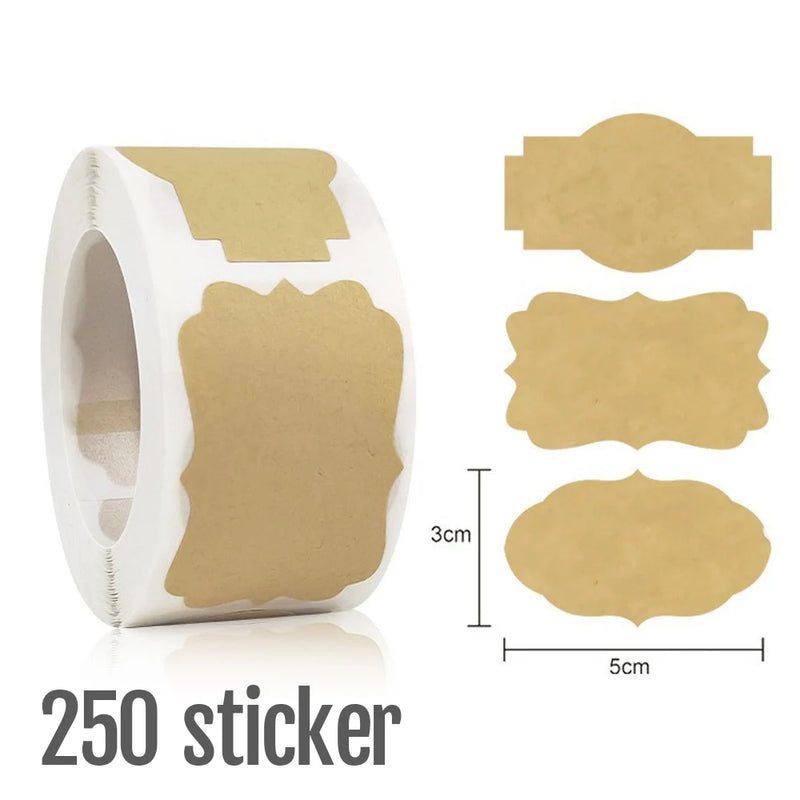 1Roll Kraft Paperblank Can Write Name Self-adhesive Sealing Gift Stickers Home Packaging Seal Labels Rectangle