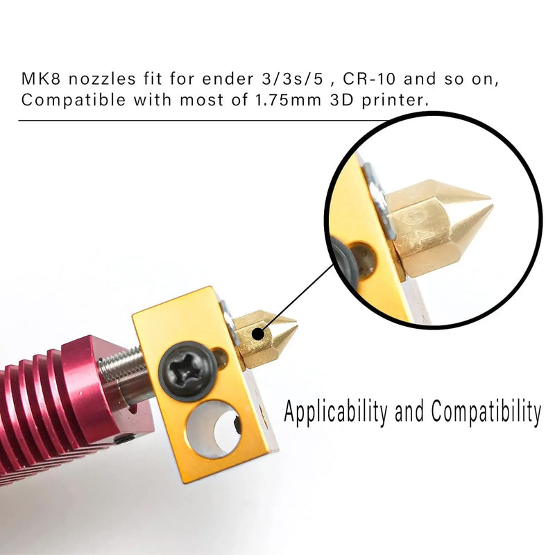 CREALITY MK8 Brass Nozzle 0.2/0.4/0.6/0.8/1.0MM Extruder - Visuel 5 | SAMAG