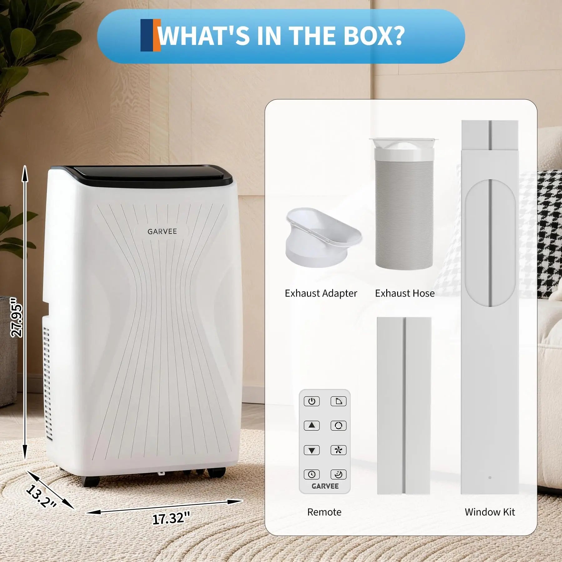 12000 BTU Portable Air Conditioners, Cools Up to 550 Sq.Ft, 3-in-1 Free standing AC Unit with Cooling, Dehumidifier & Fan Modes, LED Display, 24H Timer, Remote Control & Installation Kit