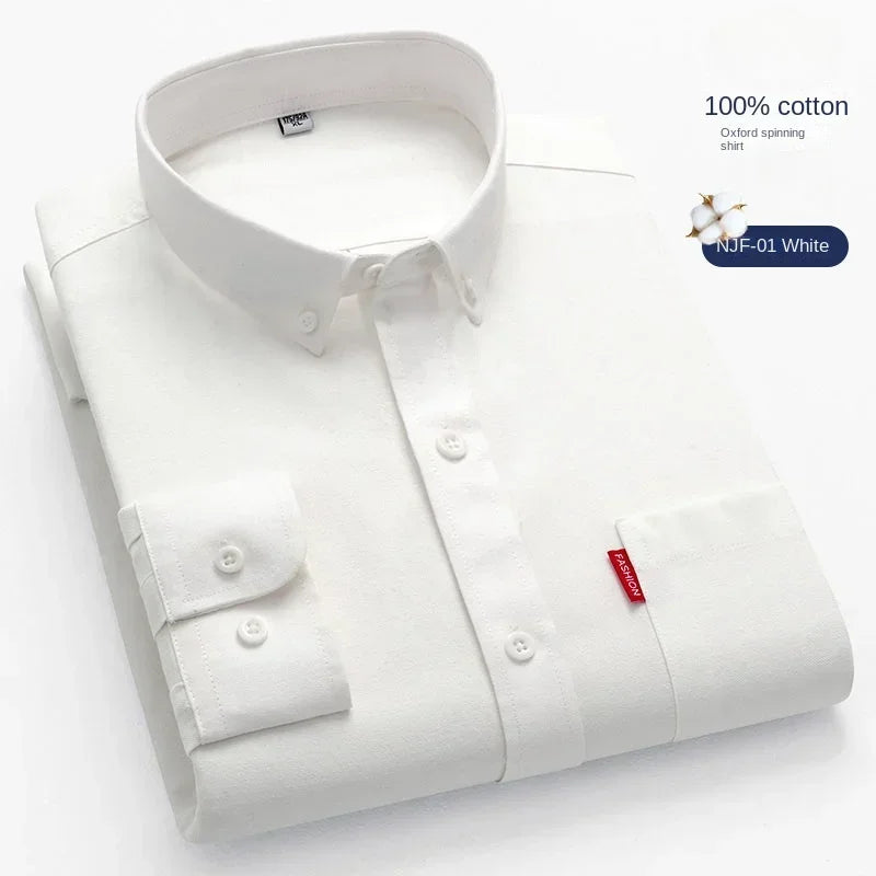 100% Pure Cotton Men's Solid Color Long Sleeve Shirt | SAMAG
