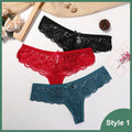 3 Pcs Woman Panties Sexy Lace Thong Underwear Lingerie Female T-back Temptation Low Waist Women Transparent G String