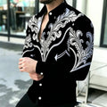 Men's Shirt with Contrasting Print, Black, White, and Red | SAMAG
