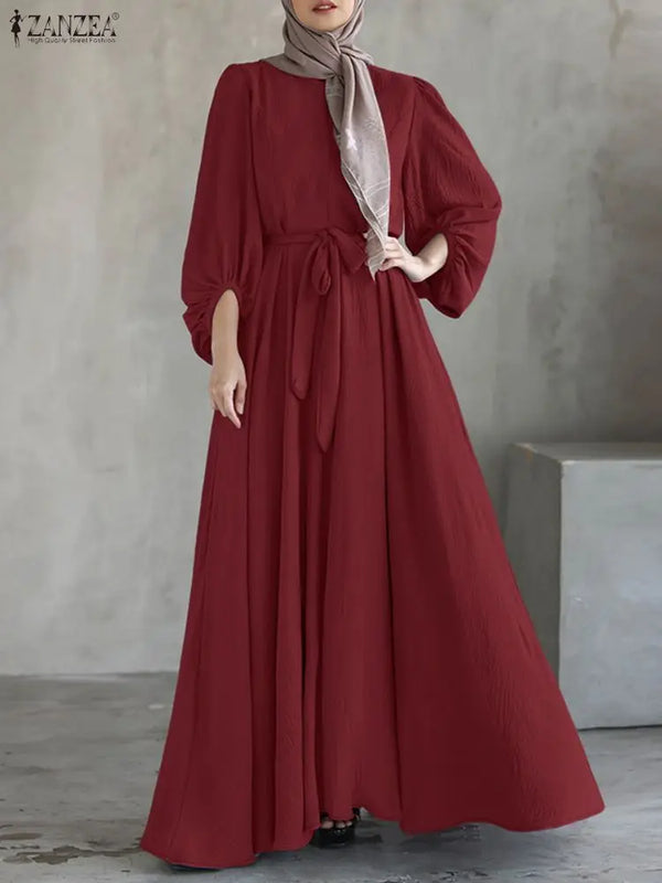 Modest Hijabs Women Long Dresses Elegant Lantern Sleeve | SAMAG