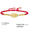 Lucktune Virgin Mary Pendant Bracelet Stainless Steel Cross Women's Red Bracelet Rouge Gold Color Jewelry Religious Amulet Gifts