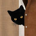 Men's Fun Hide-and-Seek Black Cat Print Shirt, Summer | SAMAG