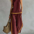 Summer New Women's Tracksuit Suit O-neck Sleeveless Vest Wide-leg Loose Pants Set Female Casual Elegant Ladies Two Piece Sets