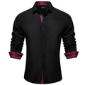 Men's Polyester Cotton Solid Black Shirts Long Sleeve | SAMAG