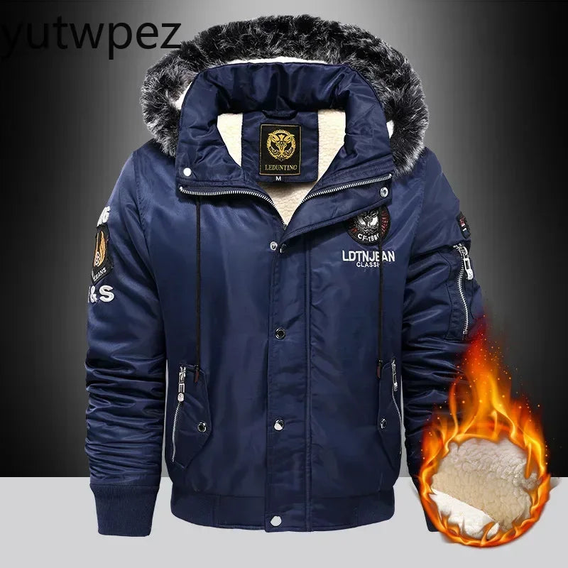 Outdoor Hiking Sports Running Fishing Thick Down Parka Coat Oversize Plus Velvet Thick Warm Winter Men's Padded Jacket Coat Men