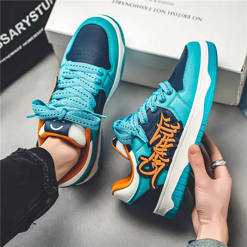 Fashion Blue Designer Skateboard Shoes Men Streetwear Hip | SAMAG