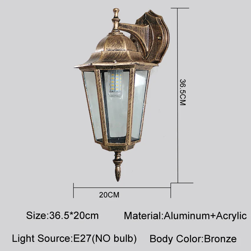 Europe Style Retro E27 Wall Lamp Courtyard Garden Outdoor Waterproof Lighting Aisel Stairs Residential Balcony Porch Fixtures