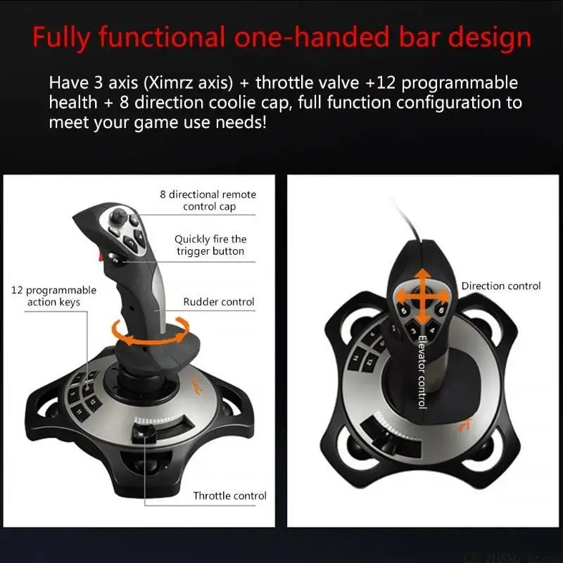 E56B PXN-2113 Flight Joystick has 12 Programmable Buttons and Vibration Function