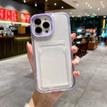 Simple Fashion Card Pocket Bag Colorful Bumper Phone Case For iPhone 16 17 Pro Max 15 14 13 12 11 16 Plus Air Clear Back Cover