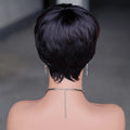 Short Pixie Cut Human Hair Wig for Women Natural Black Brazilian Hair Wig Machine Made Wigs with Bangs  Cheap  Layered Cut  Wigs