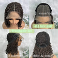 IPARTY Synthetic 4x4 Lace Front Wig 14inch Curly Faux Locs Braided Wig Large Parting Space Twist Dreadlock Wigs for Black Women