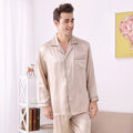 100% mulberry silk noble men's home wear silk set  19MM  Silk pajamas Men's Spring Summer