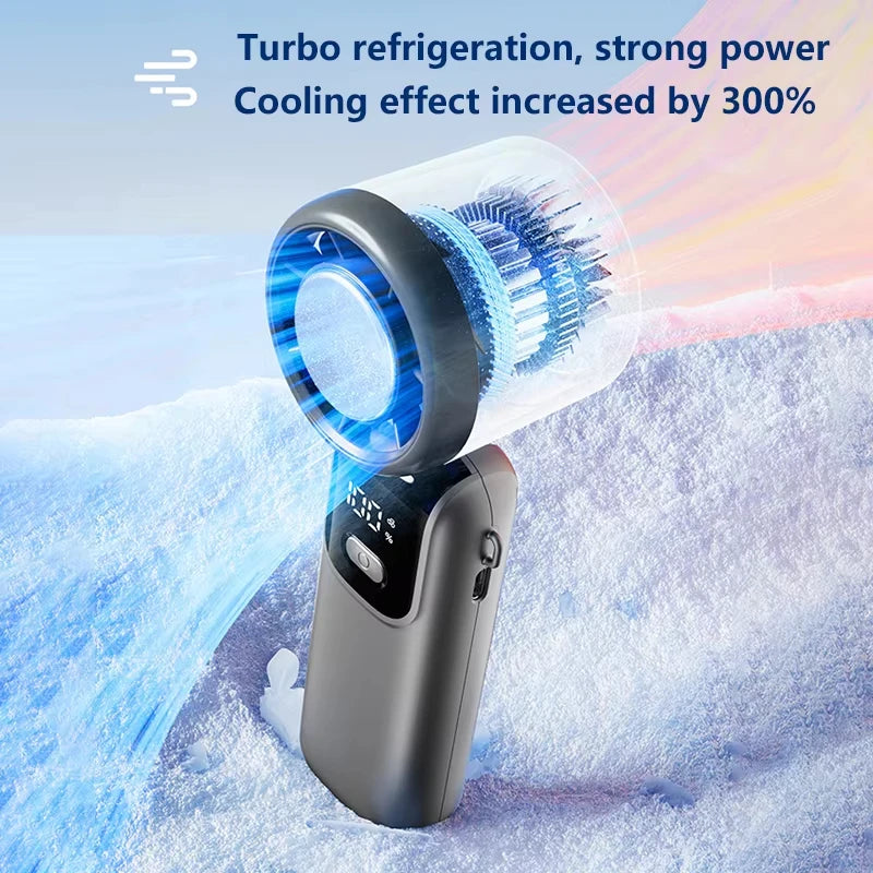 Lenovo Refrigeration Handheld Electric Fan Portable Desktop and Outdoor USB Digital Display High-speed Fan Folding Neck Hanging