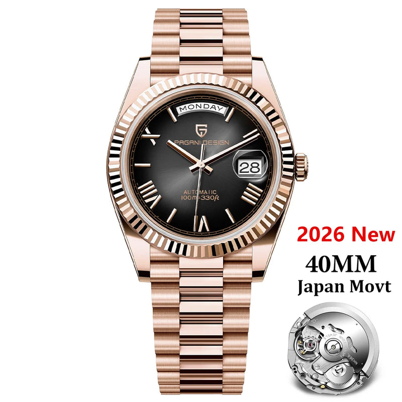 PAGANI DESIGN Men's Watches DD40 Gold White Luxury Automatic Watch Japan Movt Date Week Mechanical For - Visuel 14 | SAMAG