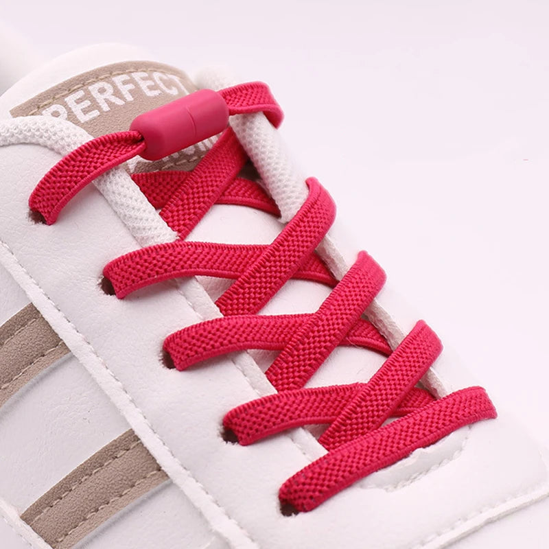 New 1Pair/3Pair Metal Lock Shoe Laces for Sneakers Elastic Stretch No Tie Shoelaces Casual Shoes Running Shoes