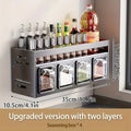 1 Wall-Mounted Spice Rack - No Drilling Required for Installation, Durable Aluminum Material, Space-Saving Storage for Kitchen and Dining Room, Used for Storing Bottles, Jars, and Spices, Kitchen Storage Rack, Simple Metal De