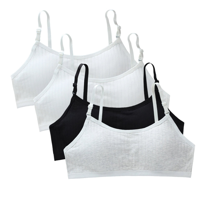 4pcs/Lot Teenage Girls Training Bras Seamless Middle High School Students Vest Bra Kids Children Back Buckle Bra Teens Underwear