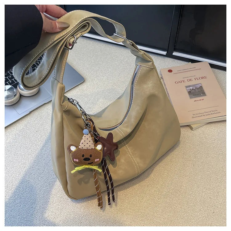 Large Capacity Simple Casual Hobo Bag Comfortable and Versatile Texture Crossbody Shoulder Bag Simple Retro Commuter Storage Bag