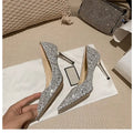 2024 Fashion Spring New Autumn Woman 9CM/7CM High Heels Silver Wedding Shoes Stiletto Pointed Toe Slip-on PU Bling Luxury Ladies