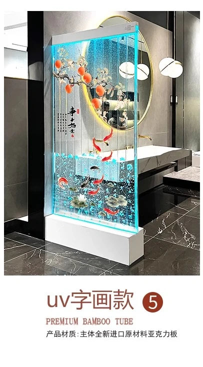Water curtain wall, running water screen partition company, family entrance acrylic calligraphy and painting flat wine cabinet