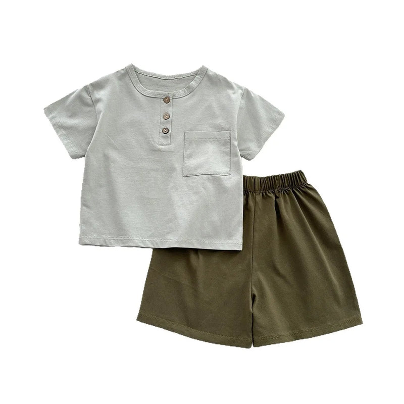 1 to 8 Years Summer Casual Kids Set Round Neck - View 3 | SAMAG