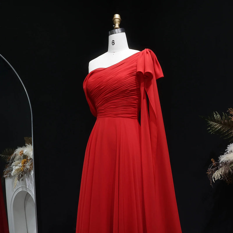 Sharon Said Dubai Red Off Shoulder Elegant Evening Dress | SAMAG