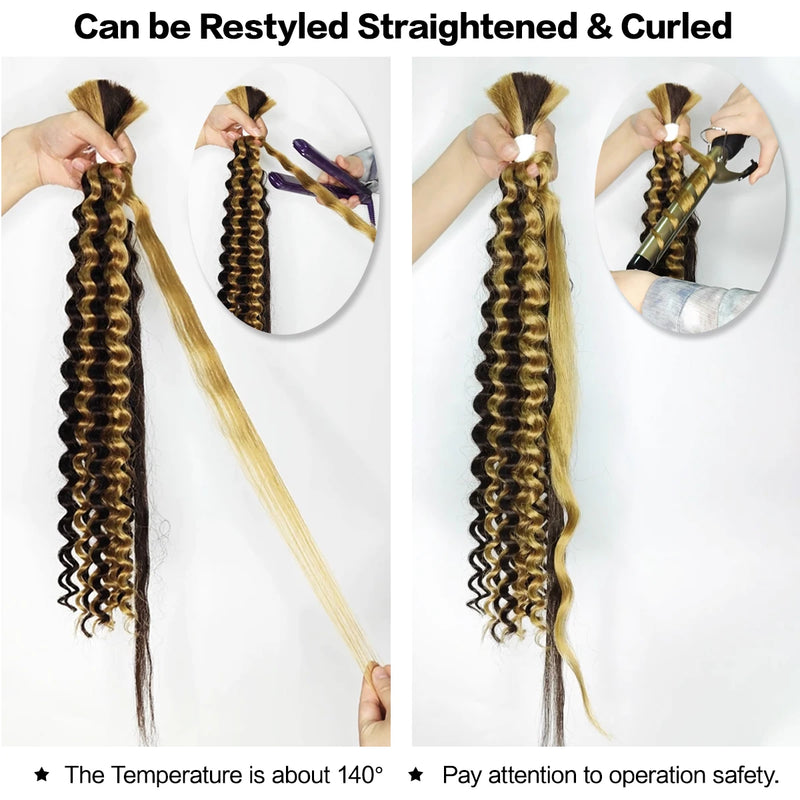 Synthetic Curly Deep Wave Bulk hair For Braiding 20inch No Weft Deep Wave For Braiding Micro Faux Braiding Hair for Boho Braids
