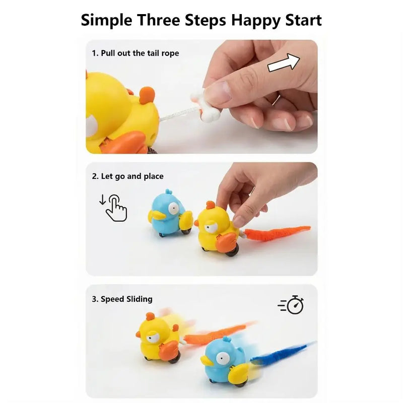 Creative Wind Up Bird Shape Interactive Cat Tail Pull Play Bird Cat Teaser Sounding Bite-Resistant Cat Exercise Indoor Fun