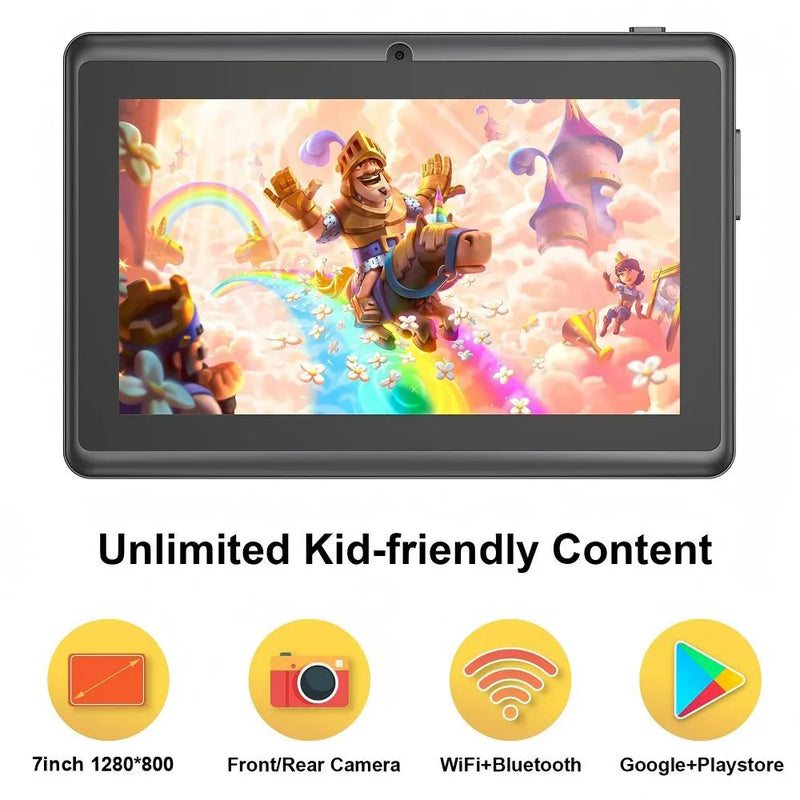 New 7 Inch Kid Tablet Android 13, 4GB RAM 64GB ROM, 1TB Expand, WiFi, Bluetooth, 4000mAh Battery, Software with Protective case