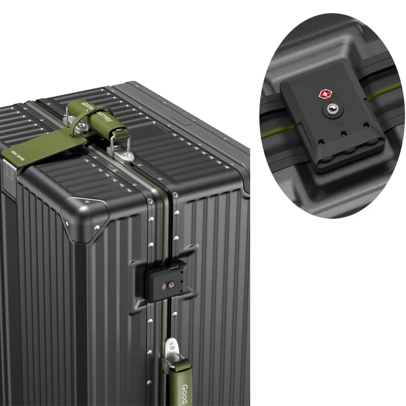 BunnyFly Suitcase Wide Handle Travel Suitcase Men 20 24  Carry-On Luggage Women PC Aluminum Frame Trolley Case