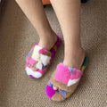 Anti-Slip Mink Fur Women's Slippers Irregular Color Slippers Comfortable Lightweight Indoor Shoes Outdoor House Plush Slippers