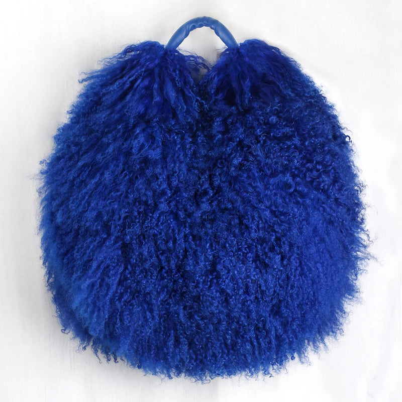 Luxury Real Mongolia Lamb Fur Handbag Soft Plush Genuine Leather Shoulder Boston Bag Women's Purse Hobo Style Fluffy Fuzzy Bags
