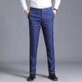 2026 Men's Blue Vertical Striped Suit Pants, Black Business Casual Trousers, Asian Sizes 28-40, Burgundy and Gray Plaid Pant.