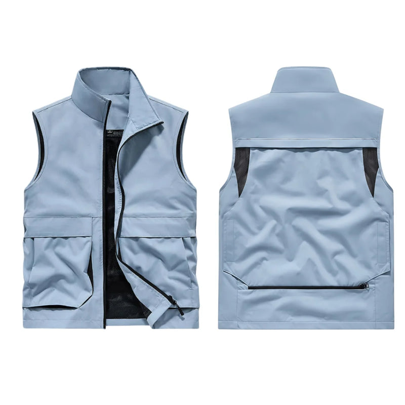 2026 Summer Men Outdoor Waterproof Quick Drying Cargo 6XL Vests Male Thin Mesh Breathable Waistcoats Climbing Sleeveless Jackets