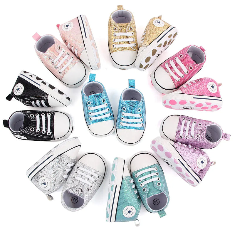 Baby Shoes High Quality Blingbling Canvas Sneaker Spring and Autumn Style Multiple Color Chioces 2024 New Baby Fashion D2479