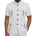 Mens Safari Suit 2 Piece Short Sleeve Suits for Men Regular Fit Stand Collar Suit African Clothes