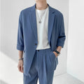 2022 Fashion Summer 2-piece Set Solid Color Single-breasted Casual Simple Student Wear Homme Loose Suits Wear (Blazers + Pants)