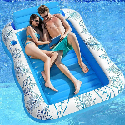 Double Inflatable Float Mattress Beach Lounger Chair Swim | SAMAG