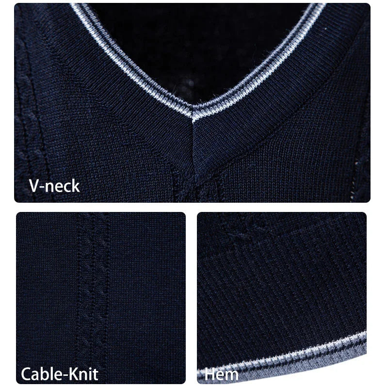 Men's Casual V-Neck Knit Sweater Vest Fashion College Style Men Knitted Sleeveless Vests Jersey