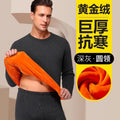 Thickened Fleece Warm Underwear Set Men's Pure Cotton Half High Collar Cotton Sweater Middle Aged Gold Velvet Autumn Clothes