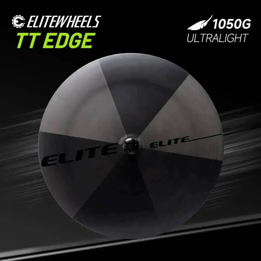 ELITEWHEELS EDGE TT Disc Wheels UD Raw Weave 1050g Weight 50T Ratchet Ceramic Bearing Competition Grade Carbon Fiber Disc Wheels