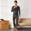 Men's thermal underwear set knitted cotton slim-fitting long johns men's underwear simple solid color XBT-81201