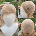 Blonde Mixed Color 13x4 Synthetic Lace Front Wigs for Women Cosplay Shoulder Length Short Curly Synthetic Wigs Layers Ponytails