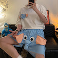New Summer Couple Outfits Pajama Homewear Suit Men Wowen Squeaky Elephant Shorts Pant Boy Grils Loose Suit Leisure Pajamas Pants